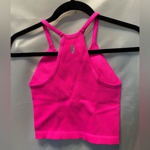 NWOT Free People Pink Ribbed Happiness Runs Crop Top Size XL